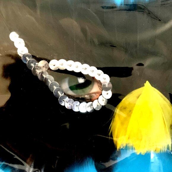 Fright Factory Fantasy Mask With Feathers Sequins Adult Masquerade Cosplay - Picture 3 of 8